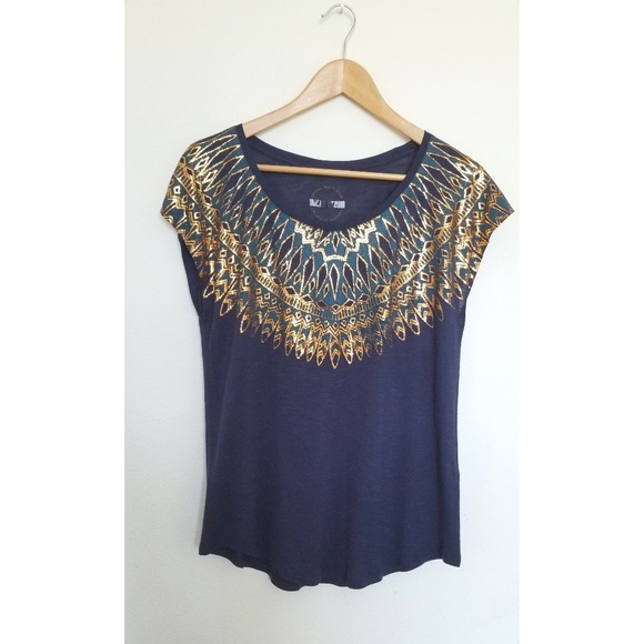 Lucky brand Navy gold foil top - Picture 1 of 4
